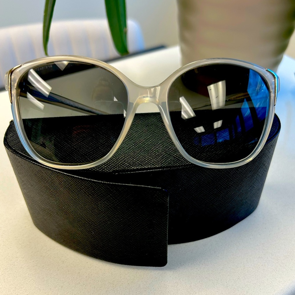 Prada Clear/Light Grey Rounded Square Sunglasses - image 2